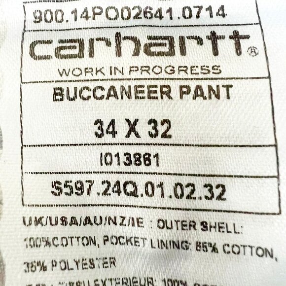 Carhartt WIP Buccaneer Rigid Denim Jeans. Dark Wash. Size 34 x 32 - Picture 6 of 16